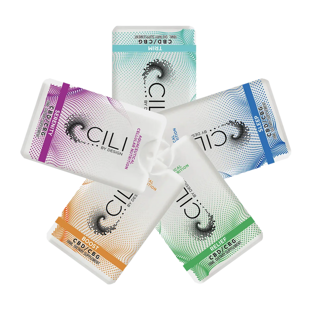 Kategeoriebild für die Cili Quickshot Produkte auf dem alle Artikel kreisfürmig angeordnet sind